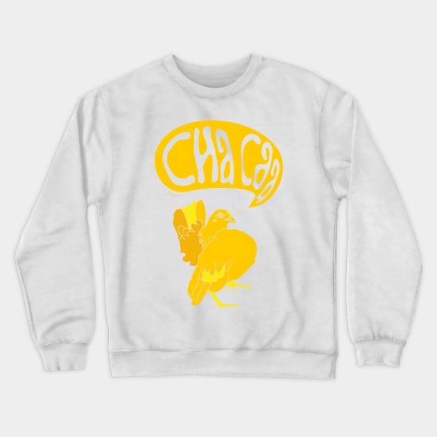 illustration of little yellow chicken dancing Crewneck Sweatshirt by bloomroge